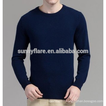 2017 100% cashmere pure color knitwear round neck sweatrs for men